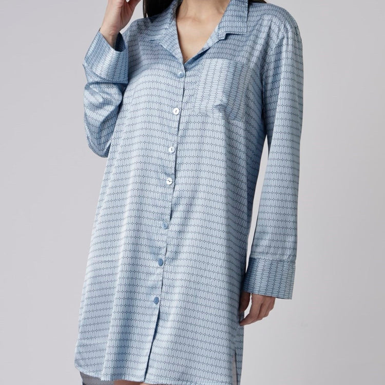 Camisão Feminino Aberto Geométrico Blue