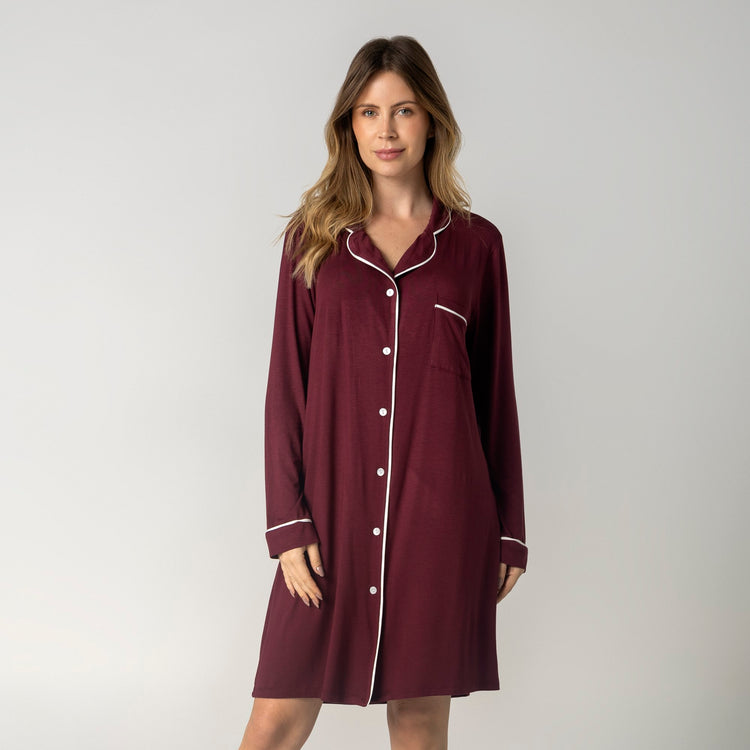 Camisão Feminino Curto Aberto Bordô