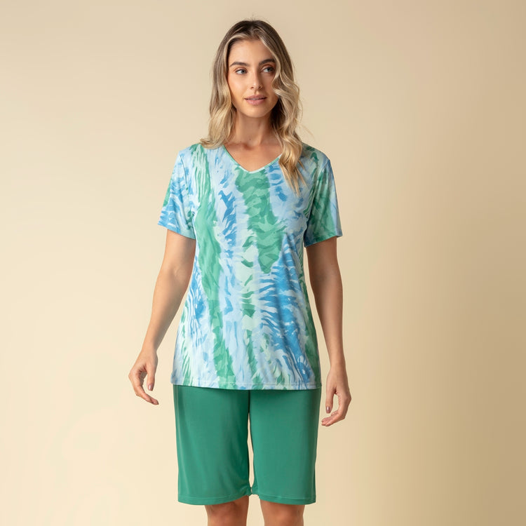 Bermudoll Feminino Verde Ondas