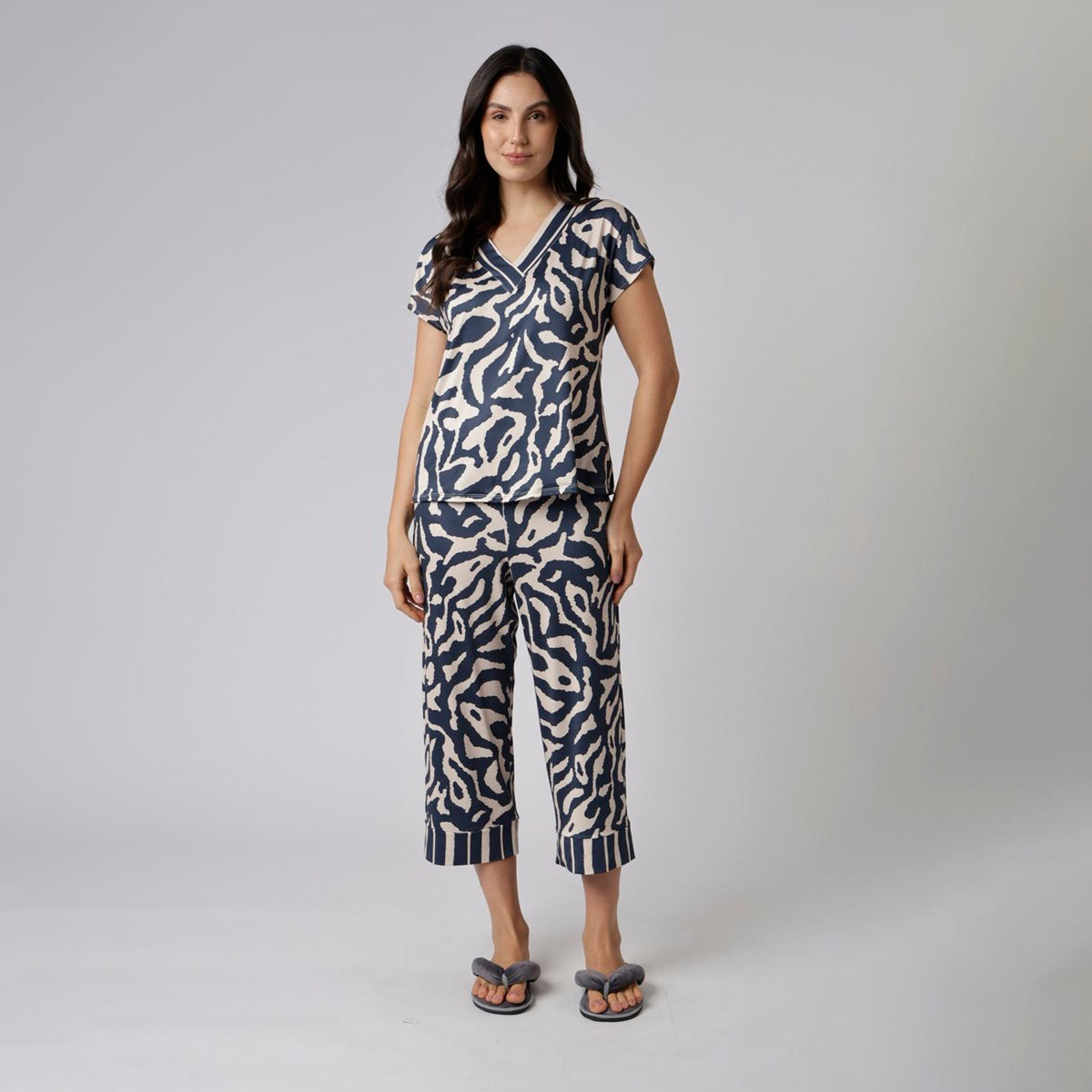 Pijama Feminino Capri Marinho Orgânico
