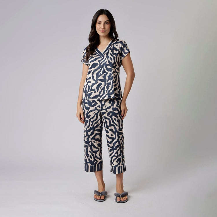 Pijama Feminino Capri Marinho Orgânico
