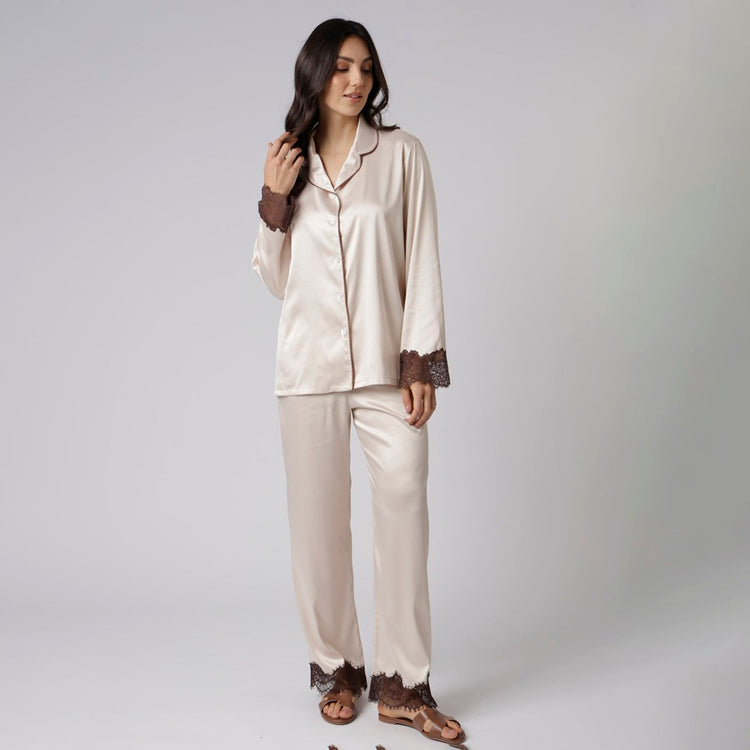 Pijama Feminino Aberto Longo Cremino