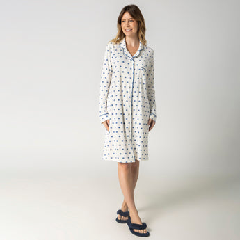 Camisão Feminino Aberto Poá Azul