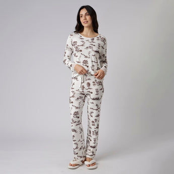Pijama Feminino Longo Toile com Renda