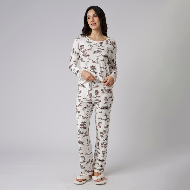 Pijama Feminino Longo Toile com Renda