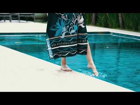 Kaftan Feminino Midi Floral Azure com Fenda